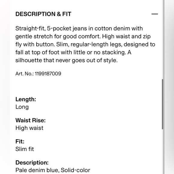 H&M High rise slim straight leg jeans - Picture 5 of 7